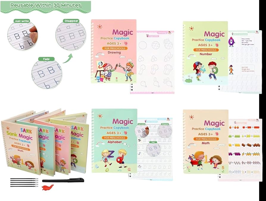 Magic Practice Copybook - For Kids (Set of 4)